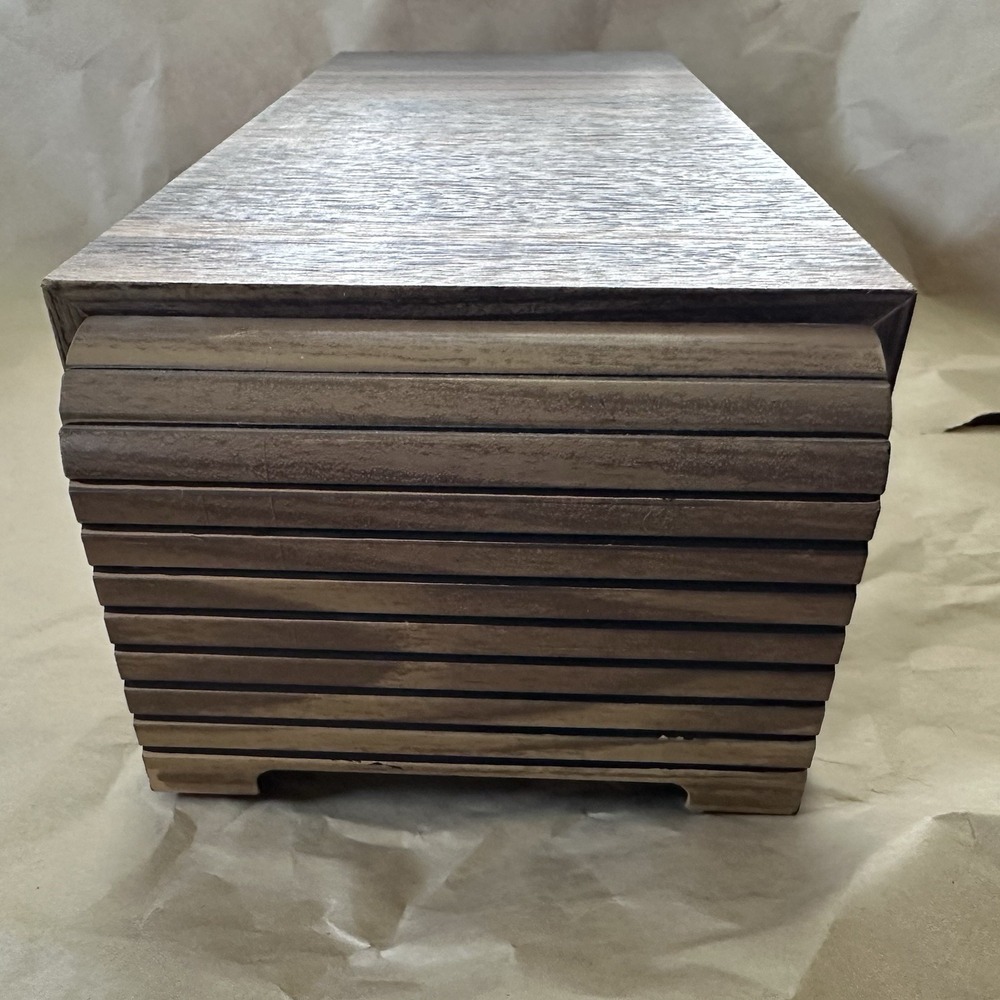 Vintage Cassette Tape Holder Storage Faux Wood Holds 14 Tapes